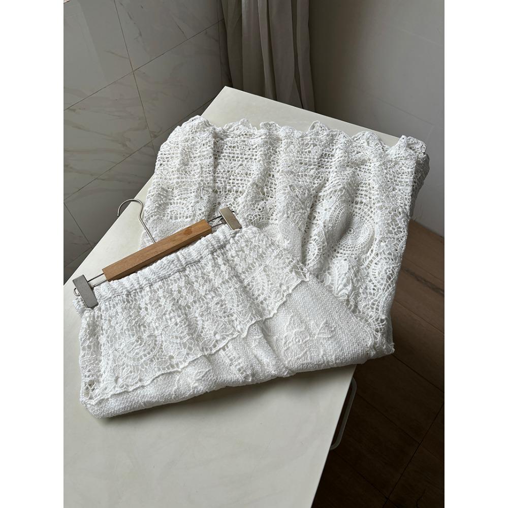 Dimanaf 2025 Новая праздничная юбка женская вязаная кружевная длинная однотонная ажурная сексуальная ажурная летняя стильная базовая юбка