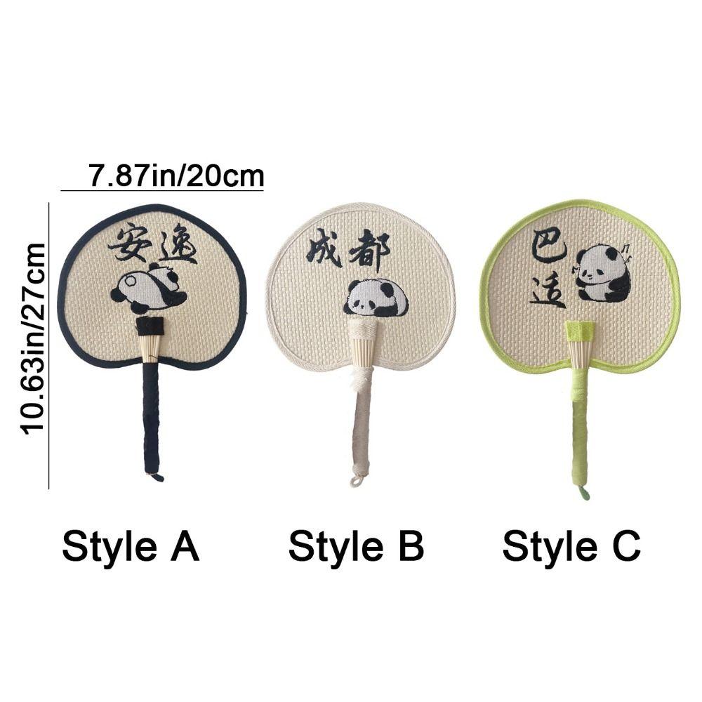 Decorative Straw Group Fan Chinese Style Summer Panda Fan Practical Handmade Straw Fan  Travel