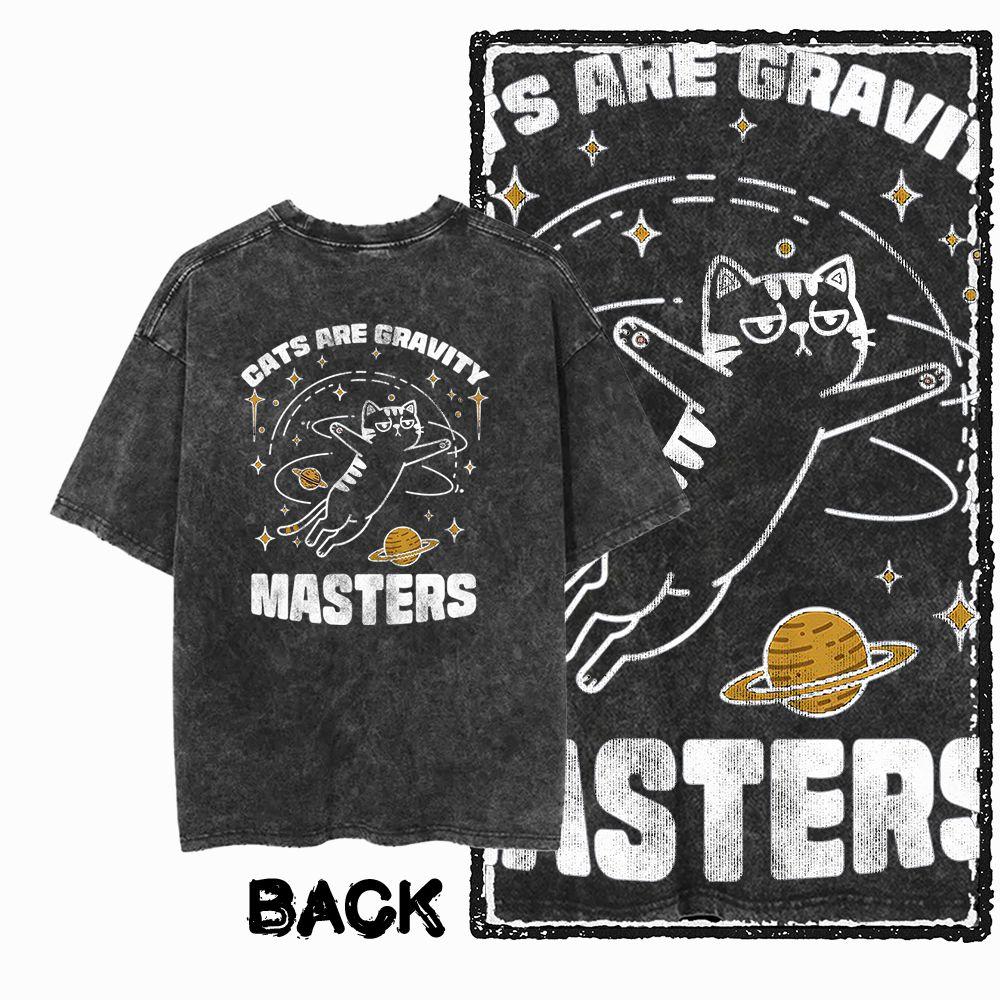 G Back Print Cool Vintage Cotton Mens Cat Printed Graphic Tshirt Acid Washed Streetwear Big Size Oneck mens Tee Tshirt
