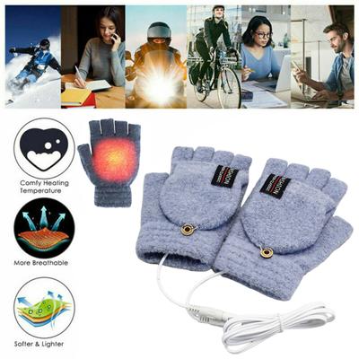 1 пара зимних перчаток с подогревом, зарядка через USB, двухсторонний подогрев, моющиеся, толстые трикотажные перчатки без пальцев, высокоэластичные, для офиса, набора текста, для студентов, для письма