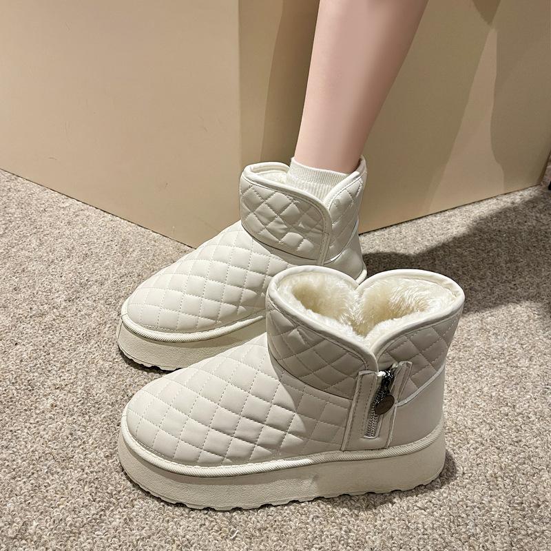 Женские зимние ботинки на толстой подошве, хлопковые ботинки, новая зимняя модель с низким голенищем, большой размер, круглый носок, подошва-маффин, плюс короткие ботинки