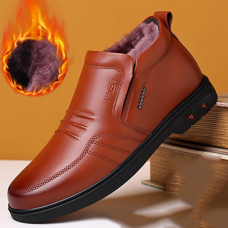Модные брендовые мужские зимние ботинки из натуральной кожи, водонепроницаемые, теплые, шерстяные, повседневные, рабочие ботинки для активного отдыха, очень теплые, износостойкие, мужские ботинки