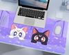 Пастельно-фиолетовый коврик для стола Кавайный аниме-кот Большой игровой коврик для мыши Кошки Расширенный коврик для мыши Настольный коврик Клавиатура для ноутбука Офисный декор