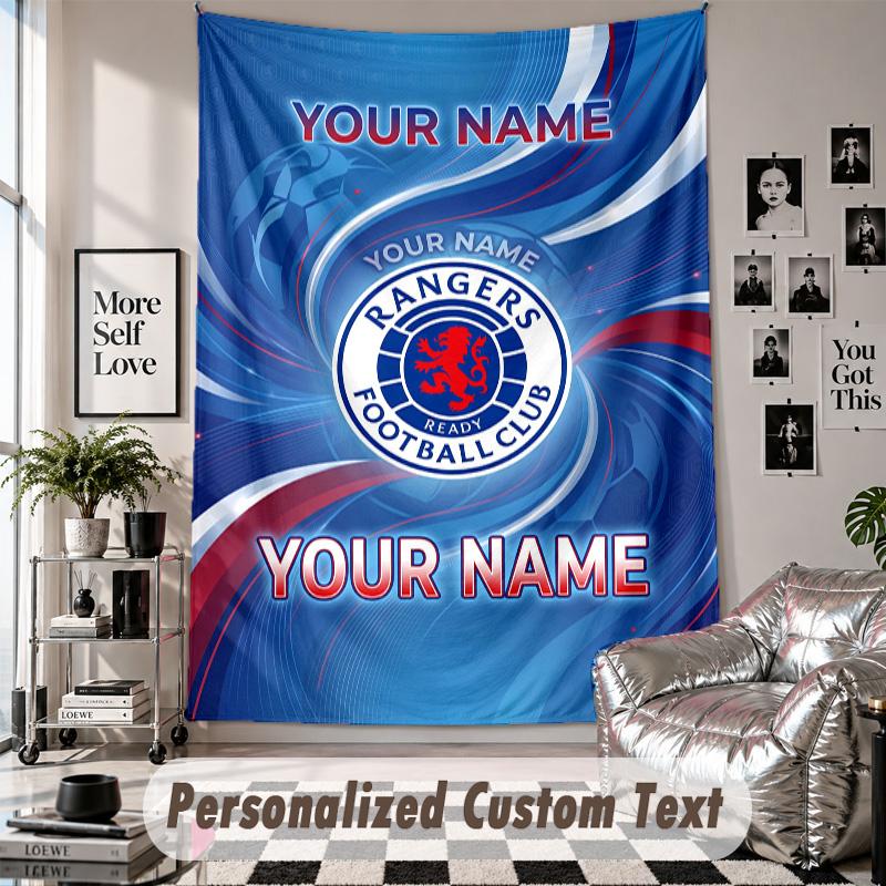 Custom Tapestry Wall Hanging, Rangers FC Personalized Name Text Home Wall Decor