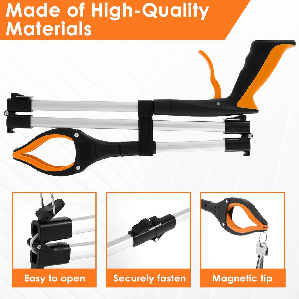 Складной захват-удлинитель для ручных инструментов, палка для сбора мусора, портативный складной инструмент для сбора мусора с нескользящими губками.