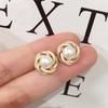 Fashion Elegant Rose Flower Zircon Pearl Ear Studs For Women Luxury Earrings Accessories Gift Trendy Delicate Jewelry AVE