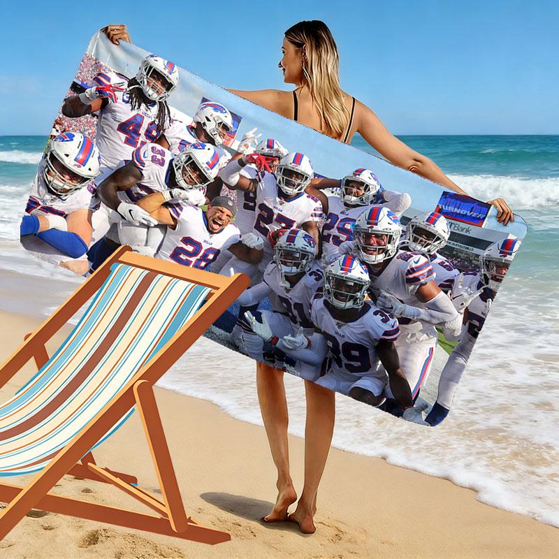 Buffalo Bills Players Print Beach Towel, Large Soft Quick Dry Towel for Beach Camping Swimming