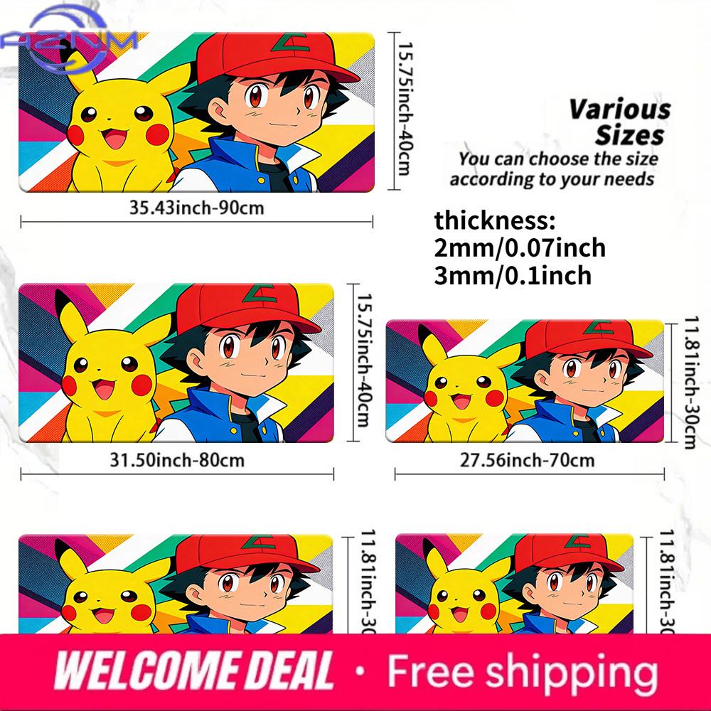 Ash Pikachu Retro Style Gaming Desk Mat NonSlip Washable Mouse Pad