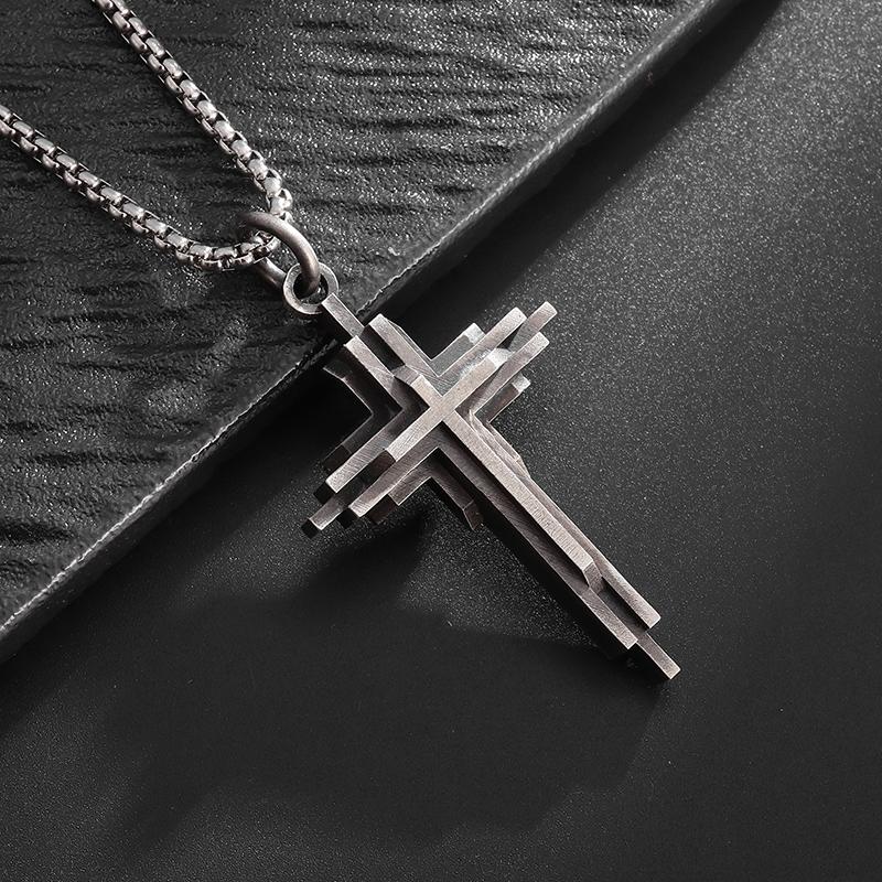 Vintage Catholic Cross Pendant Necklace Men Women Christian Believers Prayer Amulet Jewelry