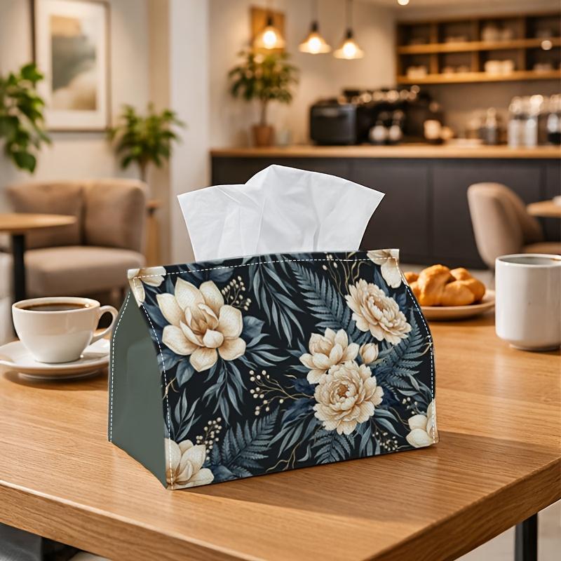 1pc Elegant Botanical Tissue Box - Multi-functional Napkin Dispenser, Two Sizes Available Made of Durable Polyester, Decorated with Peony Fern, Suitab
