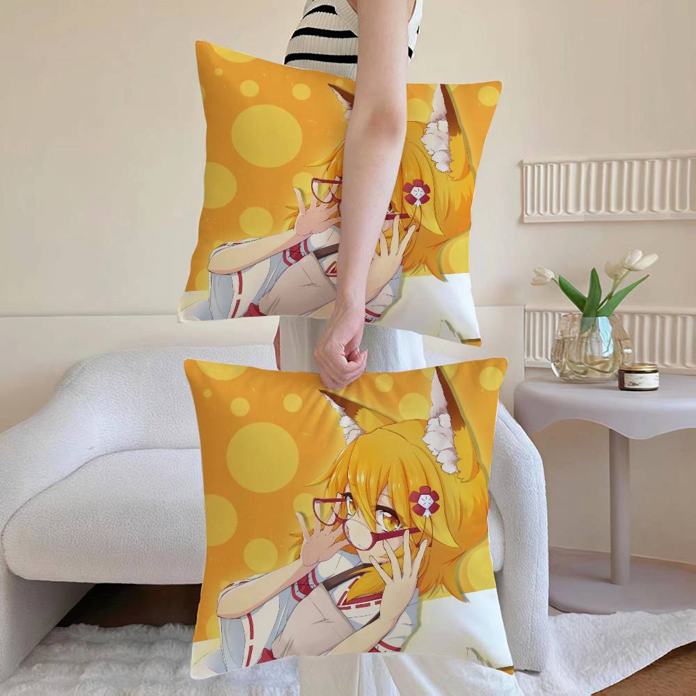 The Helpful Fox Senko San Cartoon Pillow Case Anti-Dustmite Pillowcase Invisible Zipper Silky Sofa Cushion Cover