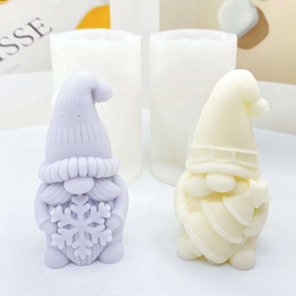 1 шт., бородатый гном, рождественская елка, формы для свечей, держащие снежинку, Санта-Клауса, гипсовое мыло, силиконовые формы, человеческий шоколад, подарок, украшение для вечеринки