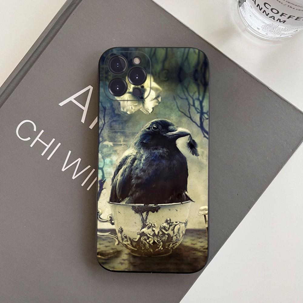 Чехол для телефона с узором ворона для iPhone 15 14 11 12 13 Mini Pro XS Max Чехол 6 7 8 Plus X XR SE 2020 Funda Shell