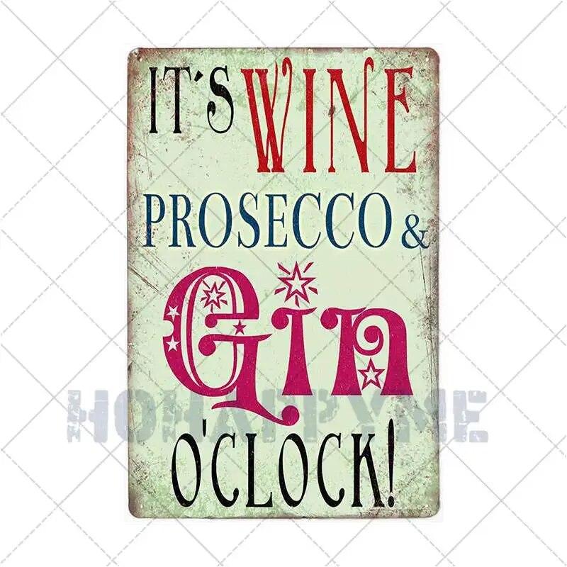 Prosecco O'Clock Metal Tin Signs Plates Cocktails Vintage Plaque Posters Pub Bar Art Wall Decoration Retro Home Decor 20x30cm