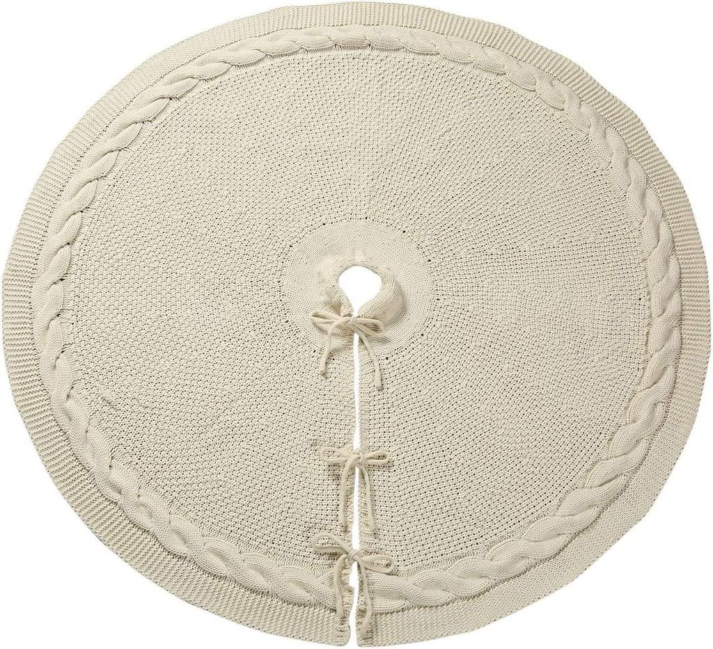 Красная вязаная юбка для рождественской елки с украшениями