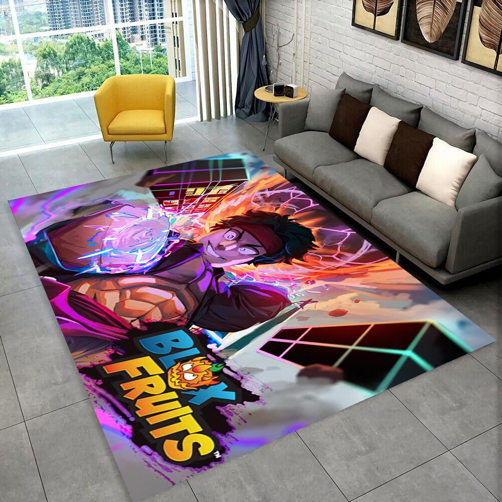 3D B-Blox Fruit Cartoon Game Gift Carpet Rug for Living Room Bedroom Home Sofa Decoration,kids Play Non-slip Floor Mat