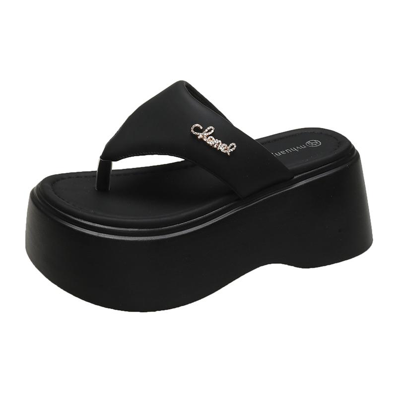 Модные летние пляжные шлепанцы из искусственной кожи высотой 8 см на высокой платформе с застежкой-молнией, женские модные сандалии на плоской подошве, тапочки, туфли-лодочки на платформе и танкетке, женская обувь