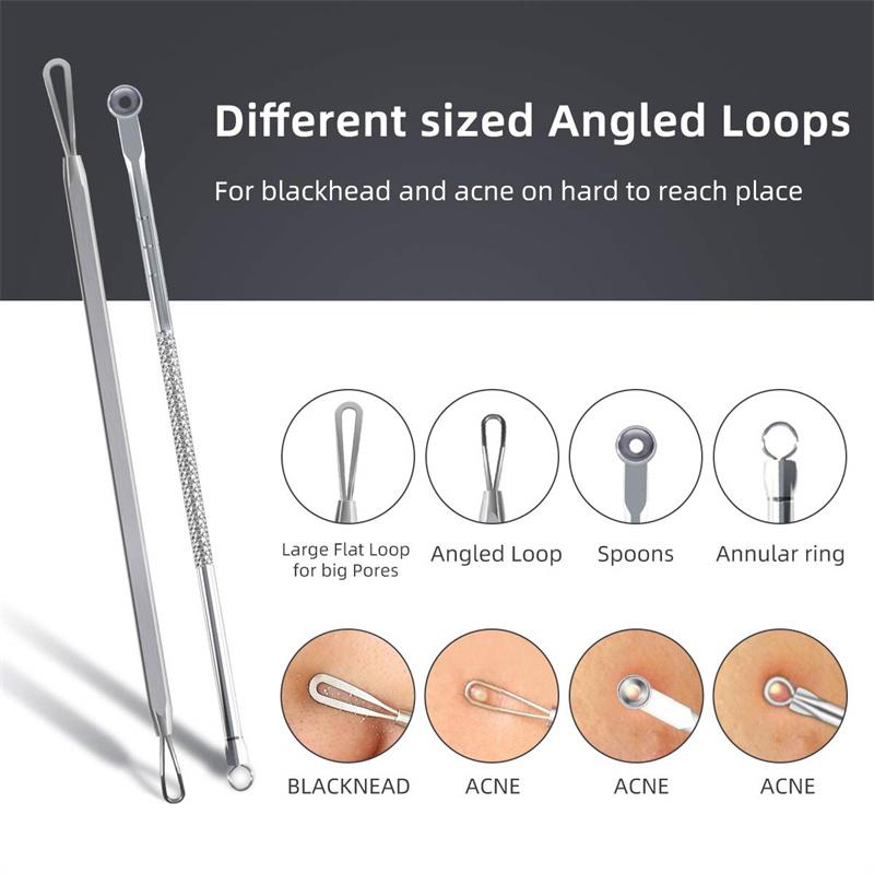 DUcare 9 Pcs Acne Blackhead Remover Comedone Extractor Acne Removal Kits with Metal Case For Forehead, Nose, Face Skin Care Tool