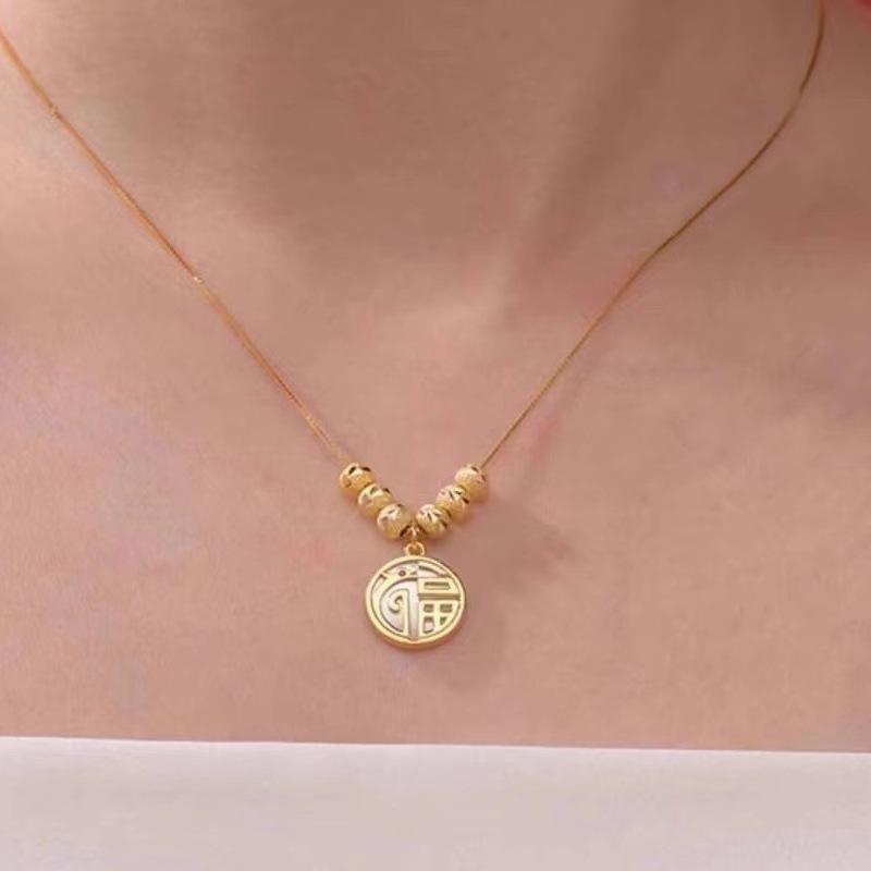 Новое благословение головы дракона фу и белых ракушек в стиле ретро, универсальная женская цепочка