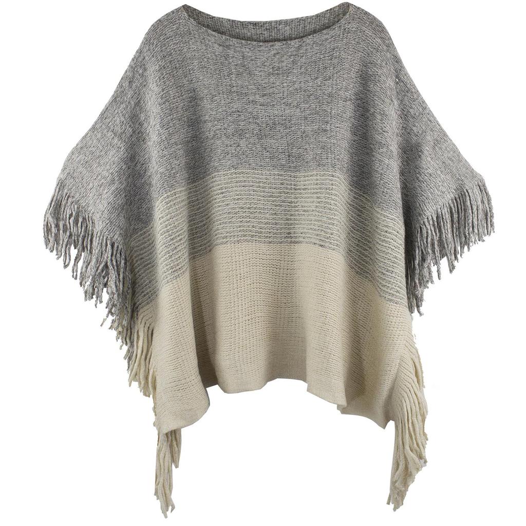 Ladies Ethnic Style Retro Sassel Head Cape Thick Color Striped Shawl Scarf