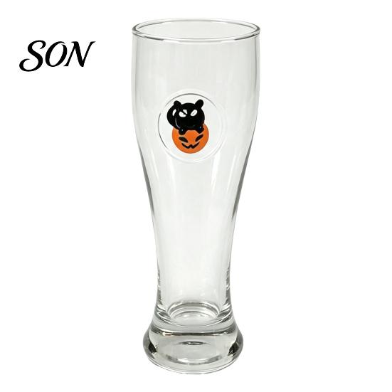 Durable Thick Glass Tumbler 400ML Beer Glass, Spooky Pumpkin Ghost Black Cat Halloween Novelty Holiday Gift for Friends Cup, Tall Glassware