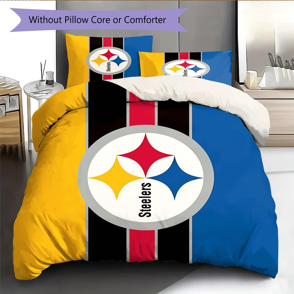 Pittsburgh Steelers2 Pattern Bedding Quilt Set Home Decoration Gift (1 * duvet cover + 2 * pillowcase without core)