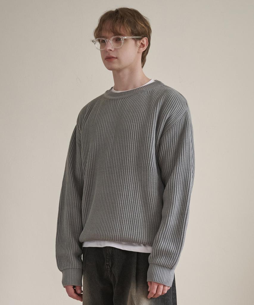 ESN Essential Round Neck Oversized Knit Gray