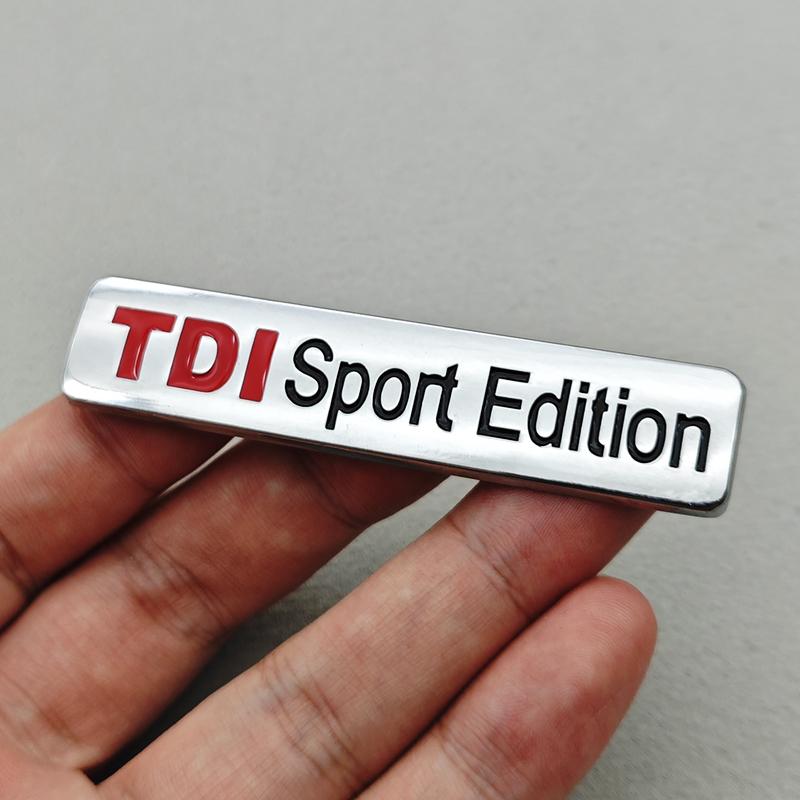 YKPSC1 3D Metal Red TDI Sport Edition Logo Turbo Car Letter Sticker Emblem Chrome Badge Decals For VW Polo Golf TT JETTA GTI Touareg