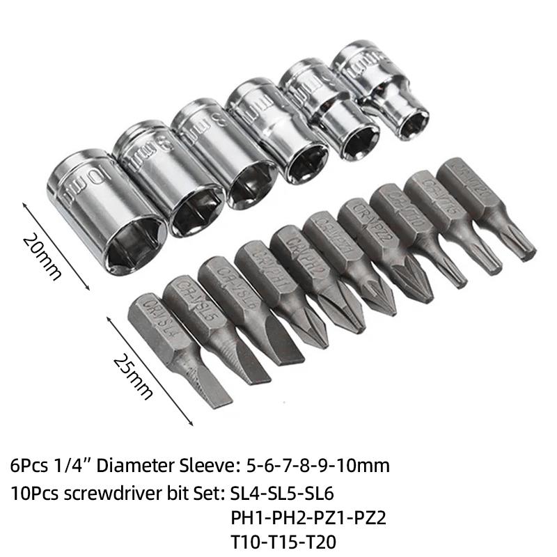 Telescopic Screwdriver Magnetic Bits Drivers Set Adjustable Ratchet Wrench Dual-Purpose Spanner Handle Socket Repair Hand Tools