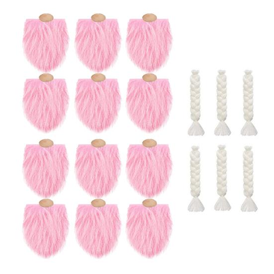 Набор из 18 бород и кос для кукол-гномов своими руками, бороды из искусственного меха с носом-шариком из дерева, украшения своими руками, товары для творчества на Рождество, кукла-гном