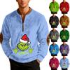 Mens Christmas Sweater Zip Up Sweatshirts Vintage Knit Graphic Sweatshirt Xmas Stand Collar Pullover