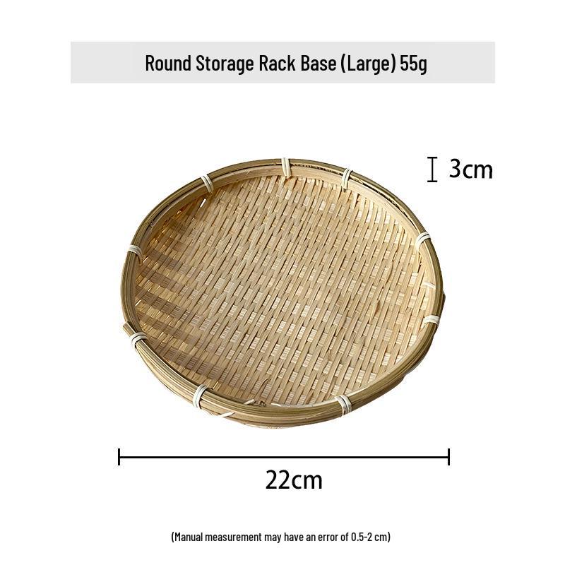 Round Square Bamboo Woven Basket for Tea, Snacks, Fruits, Cakes, and Desserts.