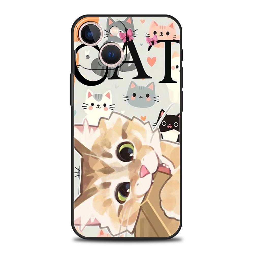 Абстрактный Креативный Кошачий Линейный Рисунок Чехол для Телефона для iPhone 17 16 15 14 13 12 11 Pro Max 17Air Plus Ударопрочный Мягкий ТПУ Корпус