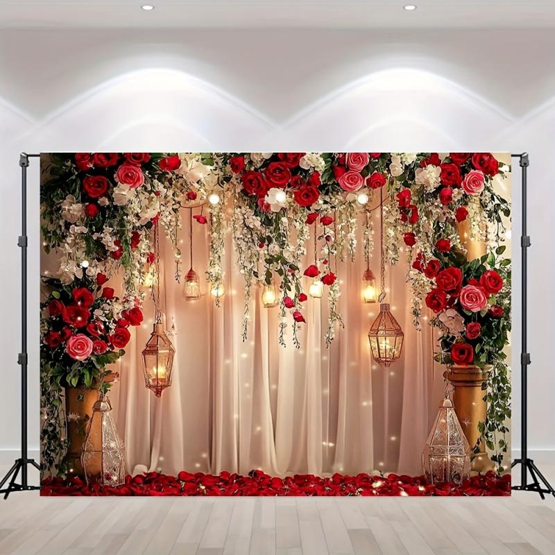 1pc, 2Dflat, European-style rose gold photography backdrop, luxurious home décor backdrop - ideal for weddings and photography,