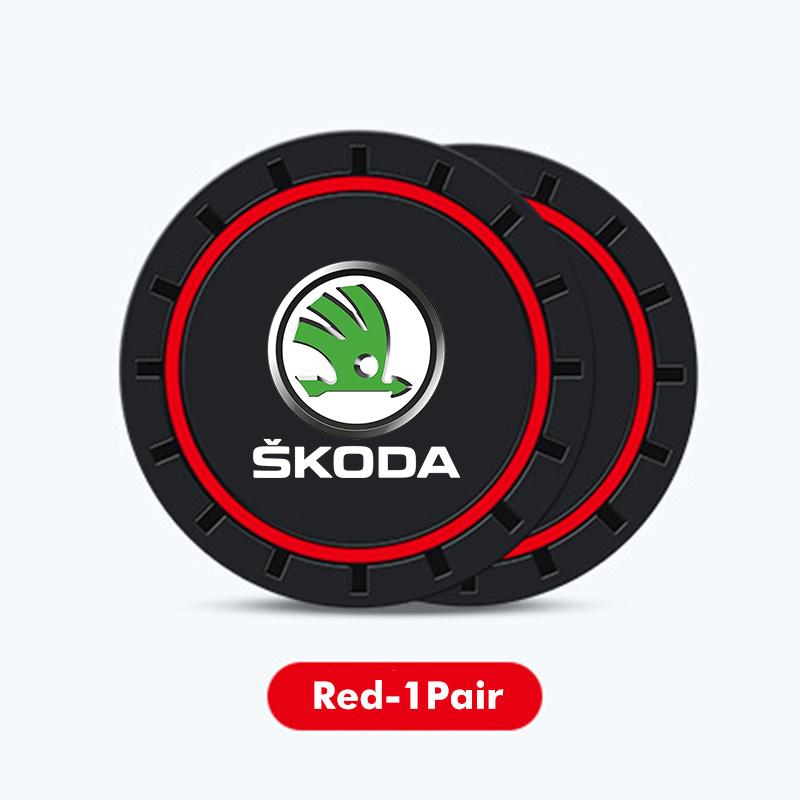 DECL5 Car Waterproof Anti Slip Water Cup Mat Auto Interior Accessories For Skoda Fabia 1 2 Octavia a7 RS Superb Rapid Yeti Karoq