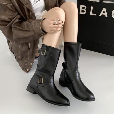 Модные ретро американские универсальные толстые каблуки на толстой подошве женские ботинки Martin 2025 новые летние усиливающие взрывные тонкие короткие ботинки