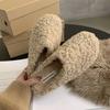 Fashion Solid Color Furry Slippers Women Baotou Fur Flip Flops Woman Sliders Flat With Slides Warm Slippers Indoor Shoe Zapatos De Mujer