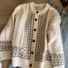 Женский вязаный кардиган в стиле ретро Fair Isle - Высококачественный, свободный, толстый свитер для осени/зимы 2025