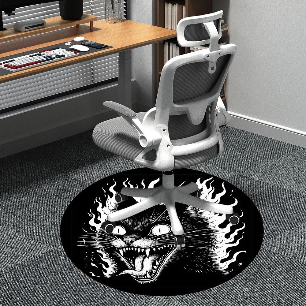 1pc FlamingFeline Office Round Area Rug, Under Office Chairs Bedroom Living Room Home Decor, Room Deco, Available in Various Sizes