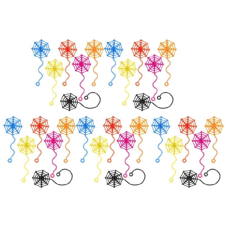 30Pcs Sticky Spiderweb Halloween Decorations For Kids Student Classroom Prize Holiday Party Decoration Random Color