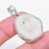 Natural Agate Geode Slice 925 Sterling Silver Jewelry Pendant 1.69" i2Z59