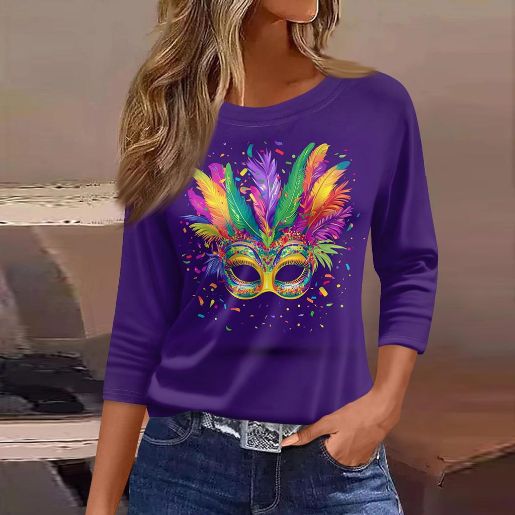 Женские топы с рукавами 3/4, цветочный принт, винтажная мода, повседневные свободные рубашки с круглым вырезом больших размеров