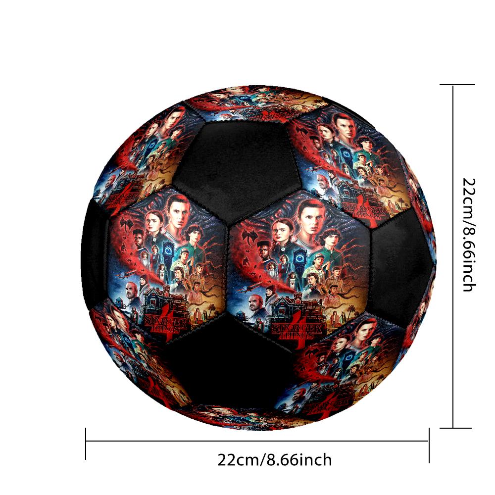 stranger things Indoor Soccer Ball Colorful Machine Stitched PVC Size 5 Team Training Competition Ready Durable High-Bounce Cool Sports Gift