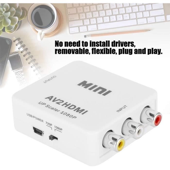 Конвертер RCA в HDMI, Мини-адаптер RCA в HDMI AV2HDMI конвертер HD, Аудио-видео конвертер HDMI, поддерживающий A201