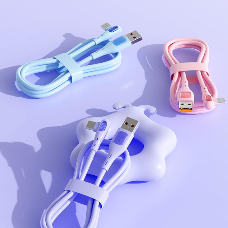 VAORLO 90° Super Charge Cable 120W 6A Fast Charging Type-C USB C Data Line Support Transmission Quickly Charge 1M 2M