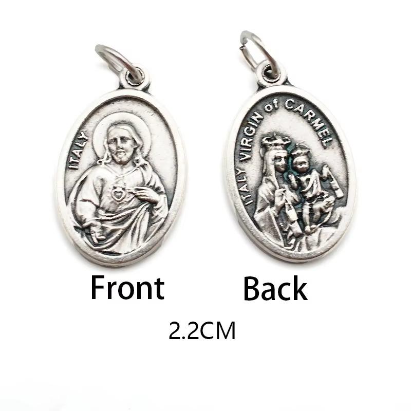 Двусторонние металлические подвески, ожерелья, браслеты, аксессуары своими руками, большая овальная святая медаль, кулон для любой цепи или ожерелья, христианские украшения