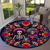 1pc Day of the Dead Celebration Round carpet, Made of Polyester,Perfect for Decorating Office Chairs, Living Rooms,Vibrant Decorative Rug