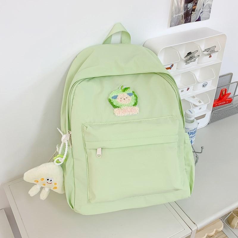 Dopamine Backpack For Middle School Students With Solid Color And Cartoon Bear Decor For School Use