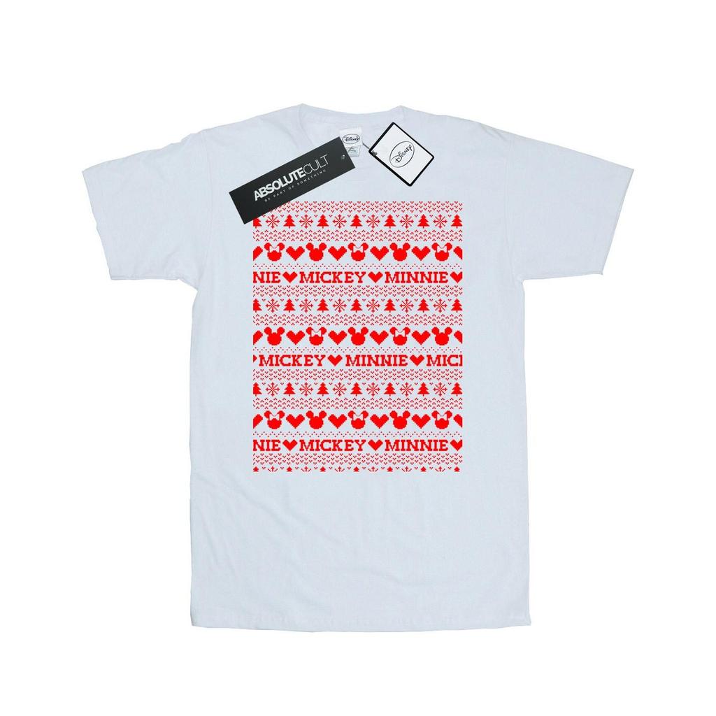 Disney Mens Mickey And Minnie Christmas Fair Isle T-Shirt