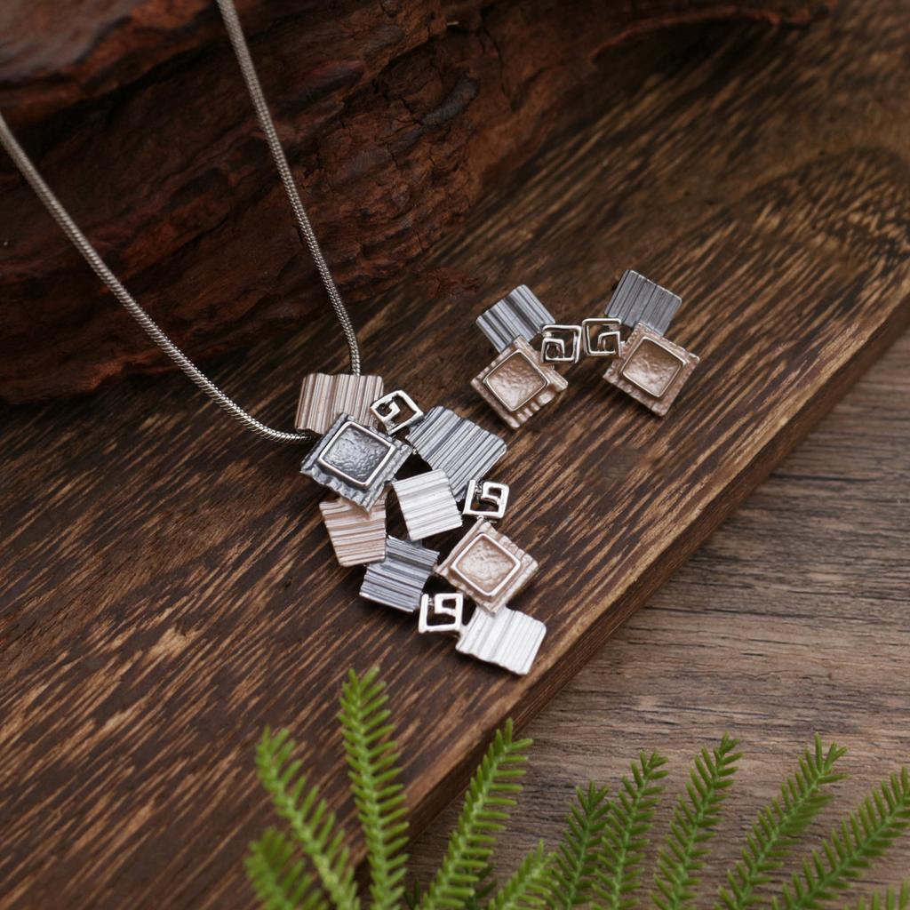 Новый эмалевый цветной квадратный геометрический набор сережек-гвоздиков и подвески, женское простое и универсальное геометрическое квадратное ожерелье